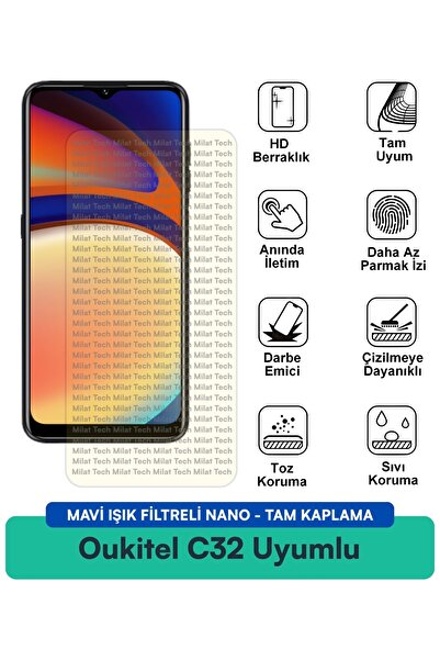 Milat Tech Oukitel C32 Nano Screen Protector Film with Blue Light Filter Anti...