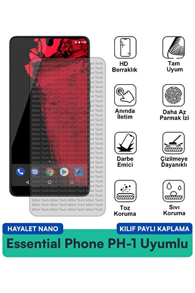 Milat Tech حافظة Essential Phone PH-1 Hayalet Nano متوافقة مع طبقة حماية الشا...