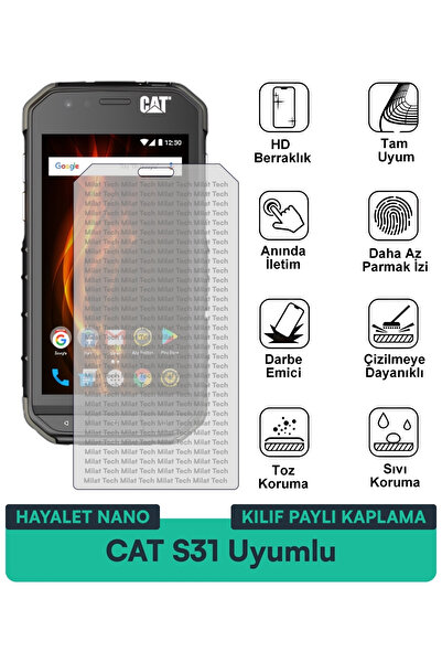 Milat Tech حافظة CAT S31 Hayalet Nano متوافقة مع طبقة حماية مضادة للخدش وحماي...
