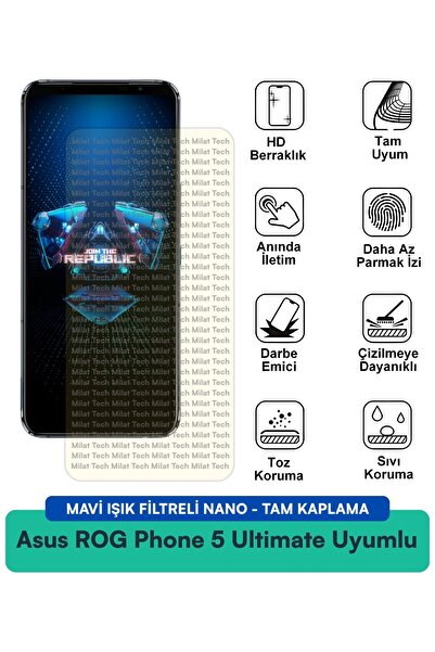Milat Tech فيلم حماية شاشة نانو لهاتف Asus ROG Phone 5 Ultimate مع فلتر الضوء...