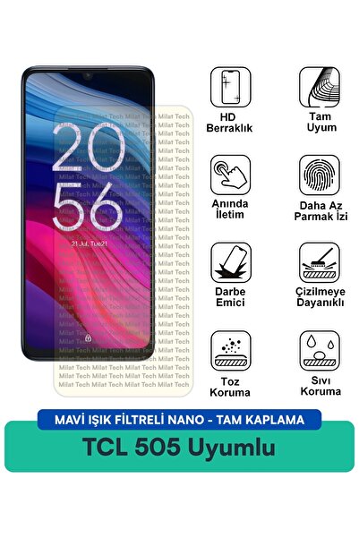 Milat Tech فيلم حماية الشاشة النانوي من TCL 505 مع فلتر الضوء الأزرق، مقاوم ل...