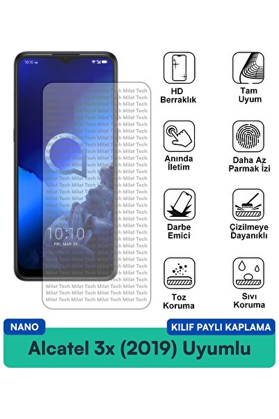 Milat Tech فيلم حماية للشاشة متوافق مع حافظة نانو لهاتف Alcatel 3x (2019) مقا...