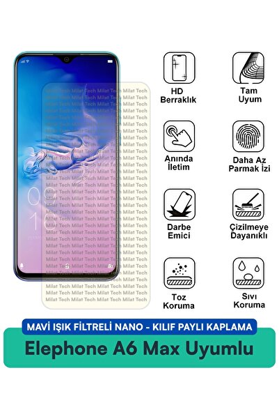 Milat Tech حافظة نانو متوافقة مع هاتف Elephone A6 Max مع فلتر الضوء الأزرق وط...