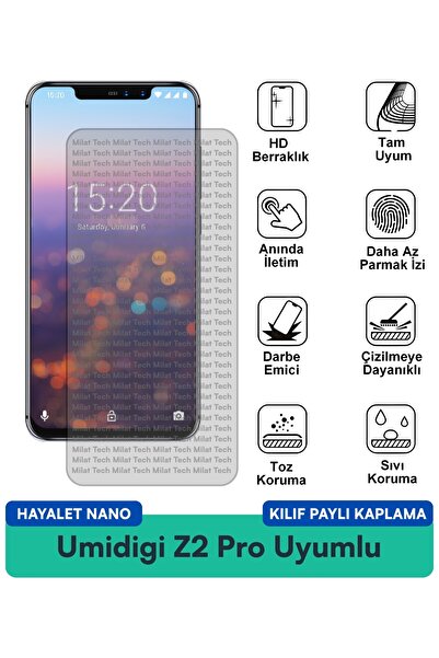 Milat Tech حافظة Umidigi Z2 Pro Ghost Nano متوافقة مع طبقة حماية الشاشة المقا...