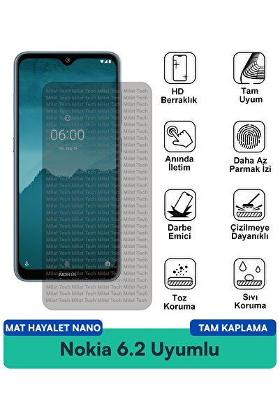 Milat Tech طبقة حماية للشاشة من Nokia 6.2 Matte Ghost Nano، طبقة حماية مطفية،...
