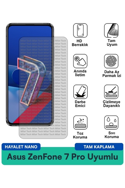 Milat Tech طبقة حماية للشاشة من Asus ZenFone 7 Pro Hayalet Nano مقاومة للخدوش...