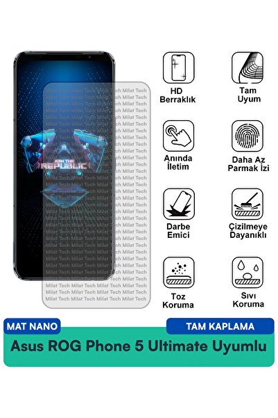Milat Tech طبقة حماية للشاشة من Asus ROG Phone 5 Ultimate Mat Nano مقاومة لبص...