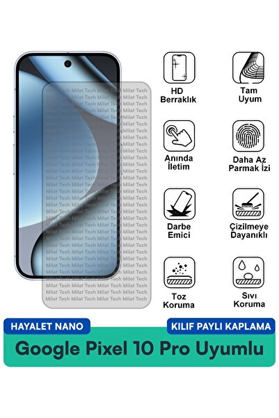 Milat Tech غطاء حماية نانو لهاتف جوجل بيكسل 10 برو متوافق مع فيلم حماية الشاش...