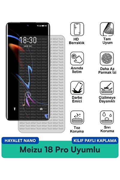 Milat Tech حافظة Meizu 18 Pro Ghost Nano متوافقة مع واقي الشاشة وحماية الخصوص...