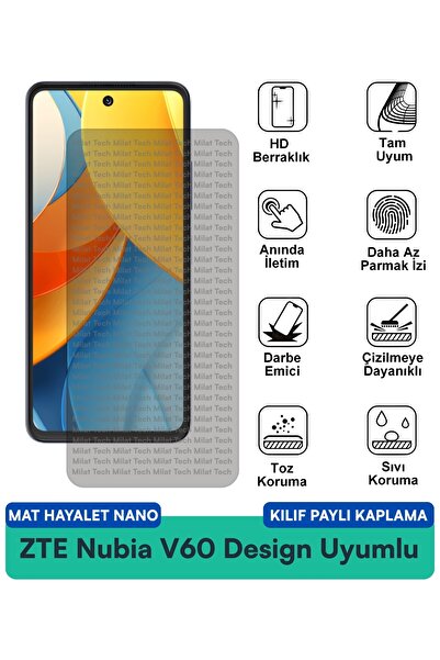Milat Tech غطاء حماية نانو متوافق مع هاتف ZTE Nubia V60 Design Mat Ghost مع ط...