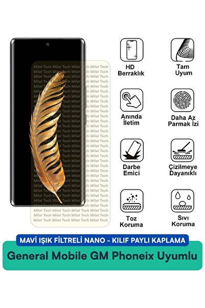 Milat Tech غطاء نانو متوافق مع هاتف جنرال موبايل GM فينيكس مع فلتر الضوء الأز...
