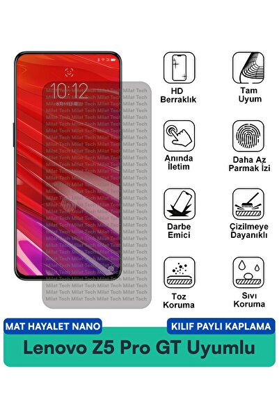 Milat Tech حافظة Lenovo Z5 Pro GT Mat Ghost Nano متوافقة مع طبقة حماية الشاشة...