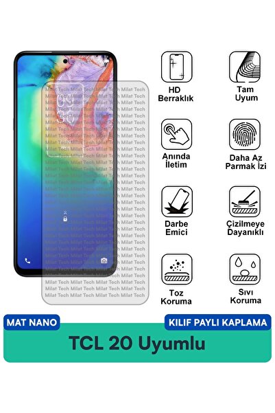 Milat Tech غطاء حماية TCL 20 مات نانو متوافق مع واقي الشاشة، مضاد للخدش، مقاو...