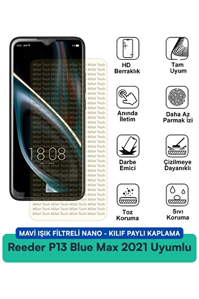 Milat Tech فلتر الضوء الأزرق Reeder P13 Blue Max مع غطاء نانو متوافق مع فيلم ...