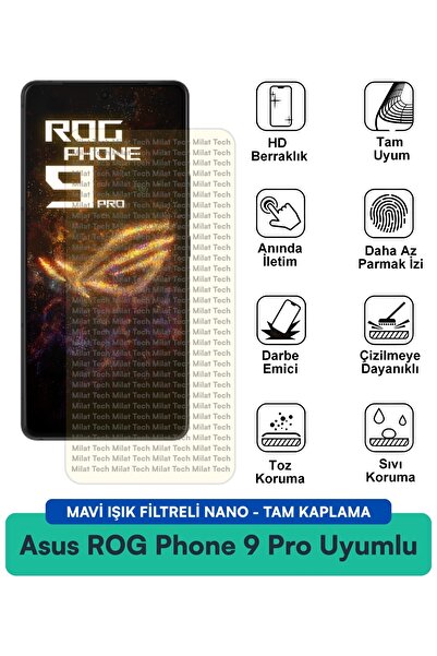 Milat Tech طبقة حماية للشاشة من النانو لهاتف Asus ROG Phone 9 Pro مع فلتر الض...