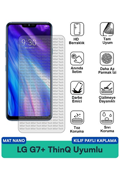 Milat Tech حافظة LG G7+ ThinQ Matte Nano متوافقة مع واقي الشاشة ومقاومة للبقع...