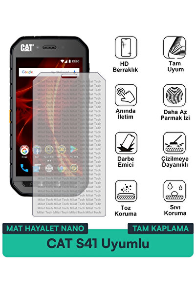 Milat Tech فيلم حماية الشاشة CAT S41 Mat Hayalet Nano يمنع بصمات الأصابع ويقد...