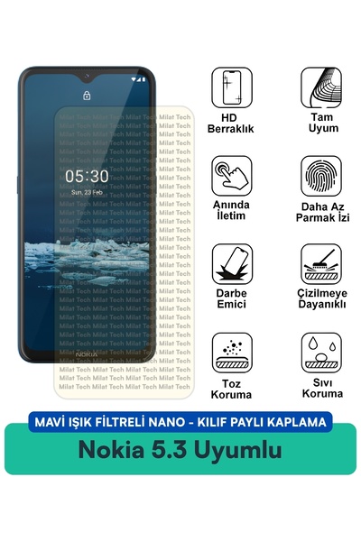 Milat Tech حافظة نوكيا 5.3 نانو مع فلتر الضوء الأزرق، طبقة حماية متوافقة مع ا...