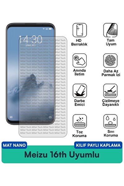 Milat Tech غطاء حماية نانو متوافق مع هاتف Meizu 16th Mat، فيلم حماية للشاشة م...