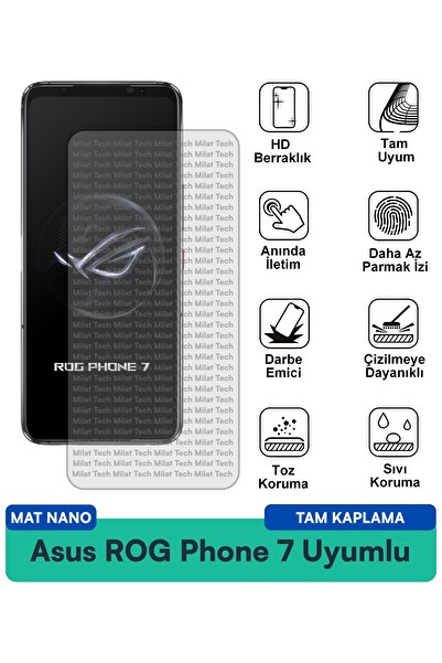 Milat Tech طبقة حماية للشاشة من نوع Asus ROG Phone 7 Mat Nano مقاومة للخدوش و...