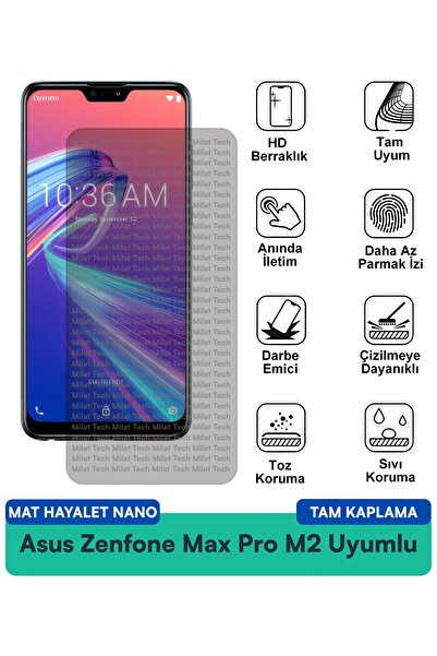 Milat Tech يوفر طبقة حماية الشاشة Asus Zenfone Max Pro M2 Mat Hayalet Nano خص...