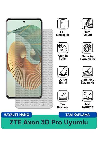 Milat Tech طبقة حماية للشاشة من ZTE Axon 30 Pro Hayalet Nano مقاومة للخدوش وا...
