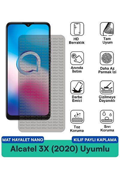 Milat Tech Alcatel 3X (2020) Matte Ghost Nano Case Compatible Screen Protecto...