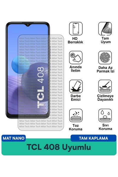 Milat Tech طبقة حماية للشاشة من TCL 408 مات نانو مقاومة للخدوش والصدمات