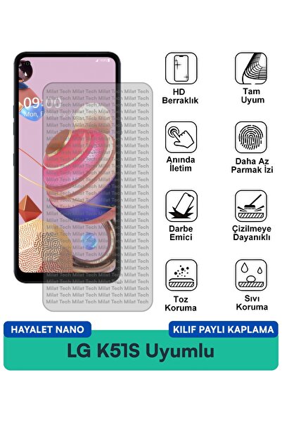 Milat Tech حافظة LG K51S Hayalet Nano متوافقة مع طبقة حماية مضادة للخدش وحماي...