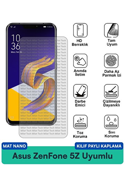 Milat Tech حافظة Asus ZenFone 5Z Mat Nano متوافقة مع طبقة حماية الشاشة تمنع ب...