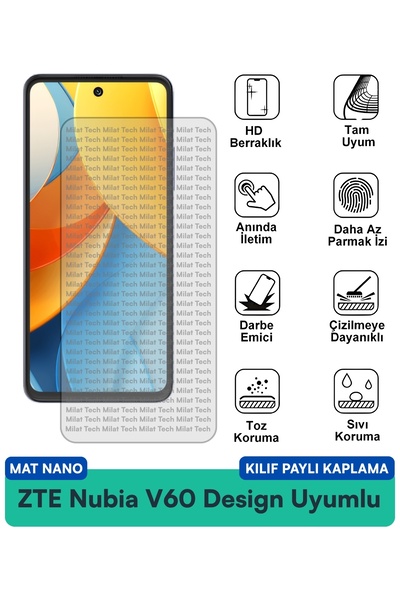 Milat Tech حافظة ZTE Nubia V60 Design Mat Nano متوافقة مع طبقة حماية الشاشة و...