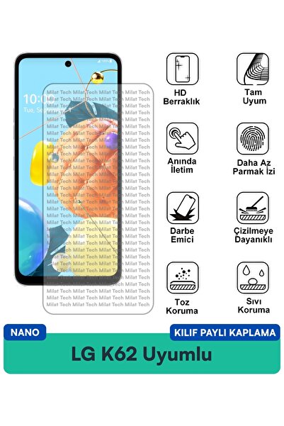 Milat Tech غطاء حماية نانو متوافق مع هاتف LG K62، فيلم حماية للشاشة مقاوم للخ...