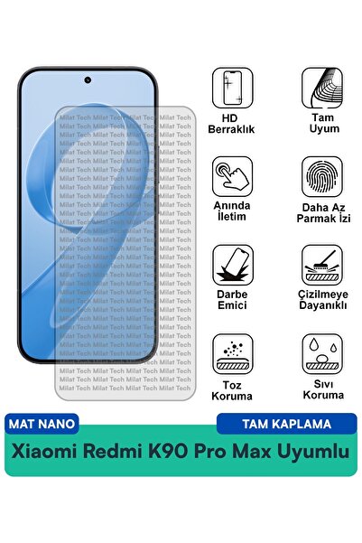 Milat Tech فيلم حماية الشاشة النانوي غير اللامع لهاتف شاومي ريدمي كيه90 برو م...