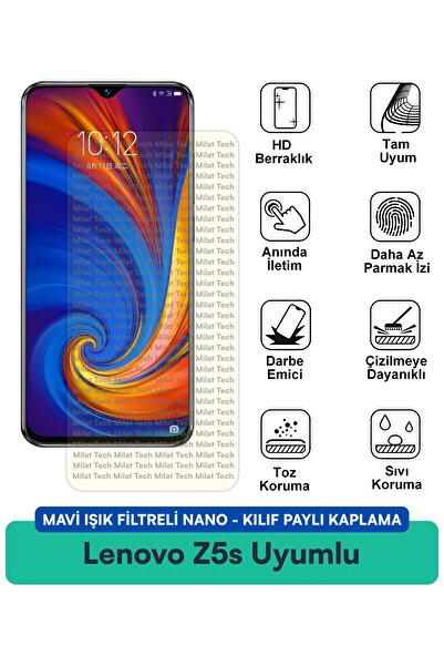 Milat Tech غطاء حماية نانو متوافق مع هاتف لينوفو Z5s مع فلتر الضوء الأزرق، مق...