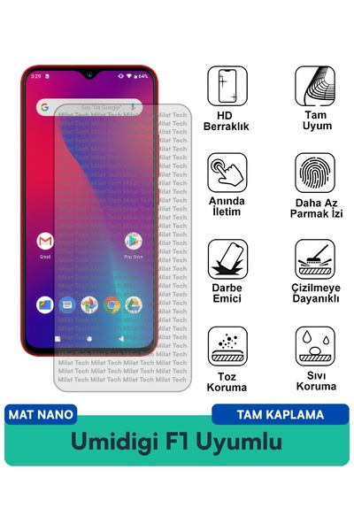 Milat Tech طبقة حماية للشاشة من Umidigi F1 Mat Nano مضادة للخدش ومضادة لبصمات...