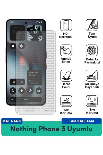 Milat Tech لا يوجد هاتف 3 مات نانو واقي شاشة فيلم عالي التحمل لتقليل الانعكاس