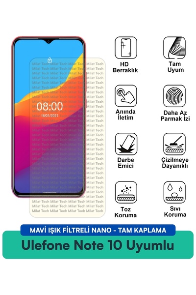 Milat Tech فيلم حماية للشاشة من Ulefone Note 10 مزود بفلتر الضوء الأزرق مقاوم...