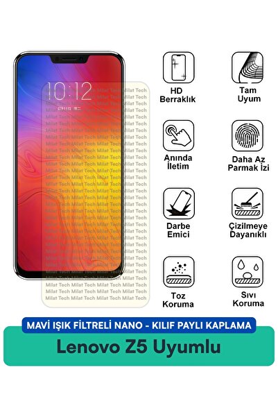 Milat Tech غطاء حماية نانو متوافق مع هاتف لينوفو Z5 مع فلتر الضوء الأزرق، مقا...