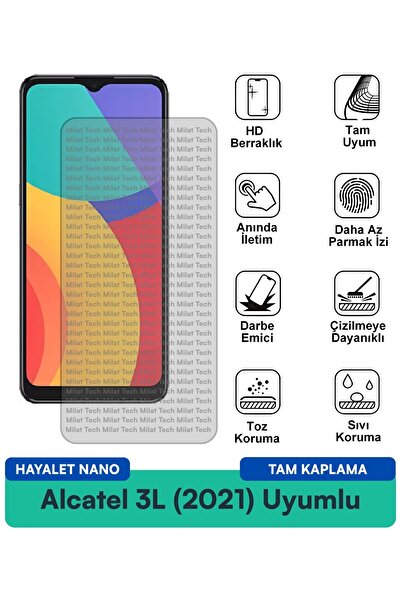 Milat Tech ل Alcatel 3L (2021) شبح نانو واقي للشاشة فيلم حماية الخصوصية بصمة ...