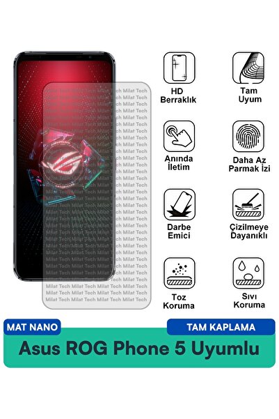 Milat Tech طبقة حماية للشاشة من Asus ROG Phone 5 Mat Nano مقاومة للخدوش والصدمات