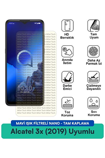 Milat Tech فيلم حماية شاشة نانو لهاتف الكاتيل 3x (2019) مع فلتر الضوء الأزرق ...