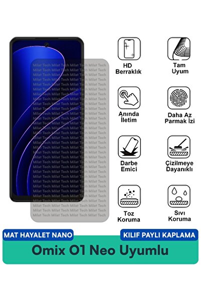 Milat Tech حافظة Omix O1 Neo Matte Ghost Nano متوافقة مع طبقة حماية الشاشة مق...