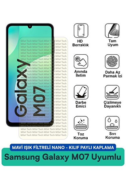 Milat Tech حافظة نانو متوافقة مع فلتر الضوء الأزرق لهاتف سامسونج جالاكسي M07،...