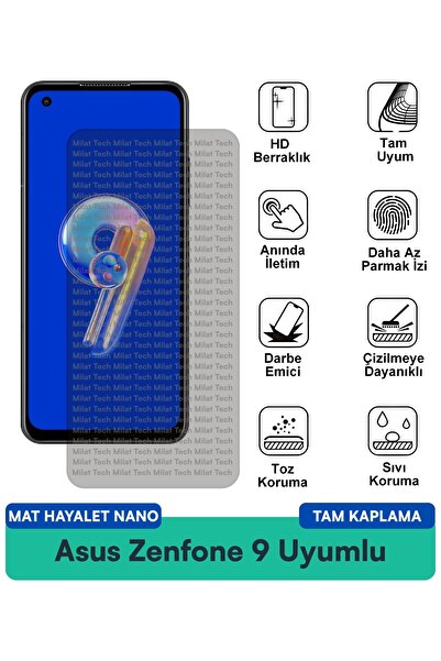 Milat Tech طبقة حماية للشاشة من Asus Zenfone 9 Matte Ghost Nano مقاومة للخدوش...