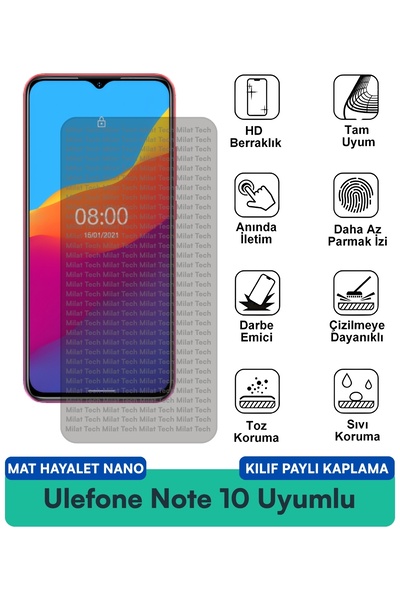 Milat Tech Ulefone Note 10 Matte Ghost Nano Case Compatible Screen Protection...