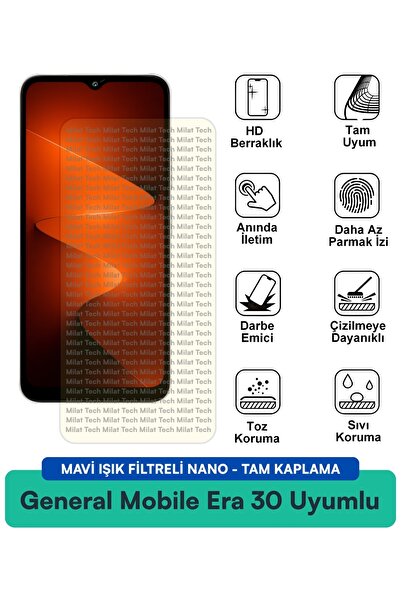 Milat Tech فيلم حماية الشاشة نانو من جنرال موبايل إيرا 30 مع فلتر الضوء الأزر...