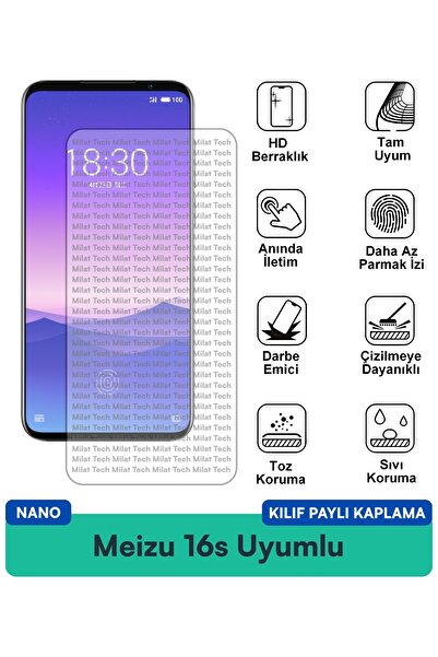 Milat Tech غطاء حماية نانو لهاتف Meizu 16s متوافق مع طبقة حماية الشاشة مقاومة...