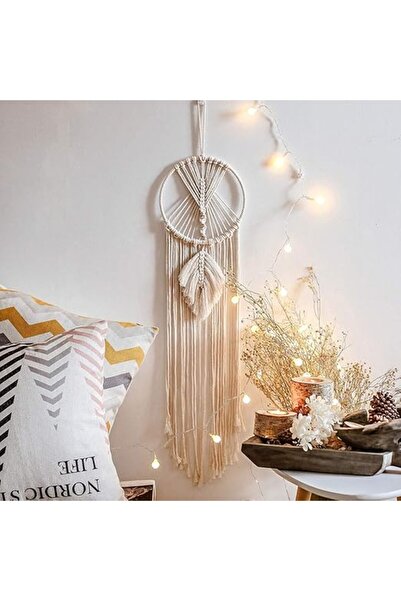 Generic Dreamcatcher Macrame Wall Hanging with Lighting - Bohemian Design Woven from Natural Cotton - Stylish Wall Decor