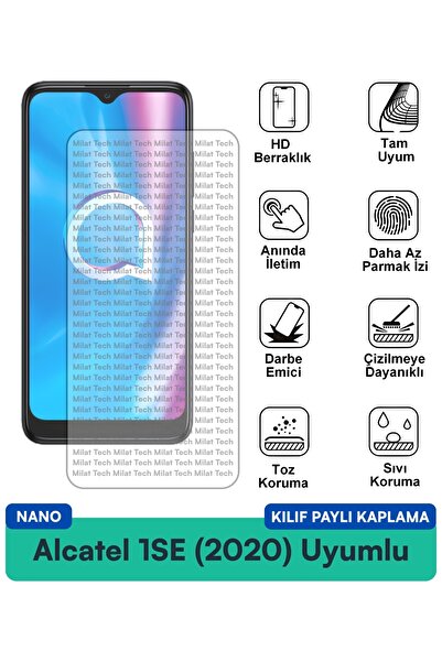 Milat Tech فيلم حماية للشاشة متوافق مع حافظة نانو لهاتف Alcatel 1SE (2020) مق...