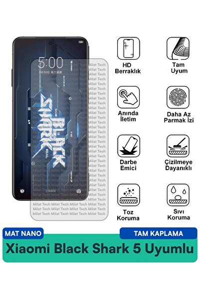 Milat Tech طبقة حماية للشاشة من نانو مات من شاومي بلاك شارك 5 مقاومة للخدوش و...